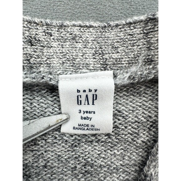 Baby GAP Cardigan Sweater 3 Years Gray Button Front Teddy Bear Logo Cotton - Picture 5 of 11
